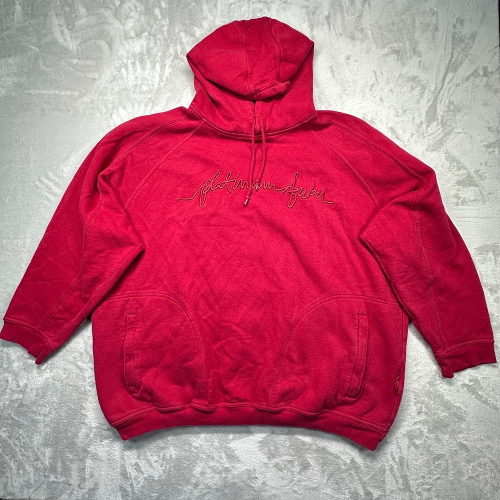 Vintage Platinum Fubu Hoodie Mens Size XL Red Fat Albert Embroidered Y2K